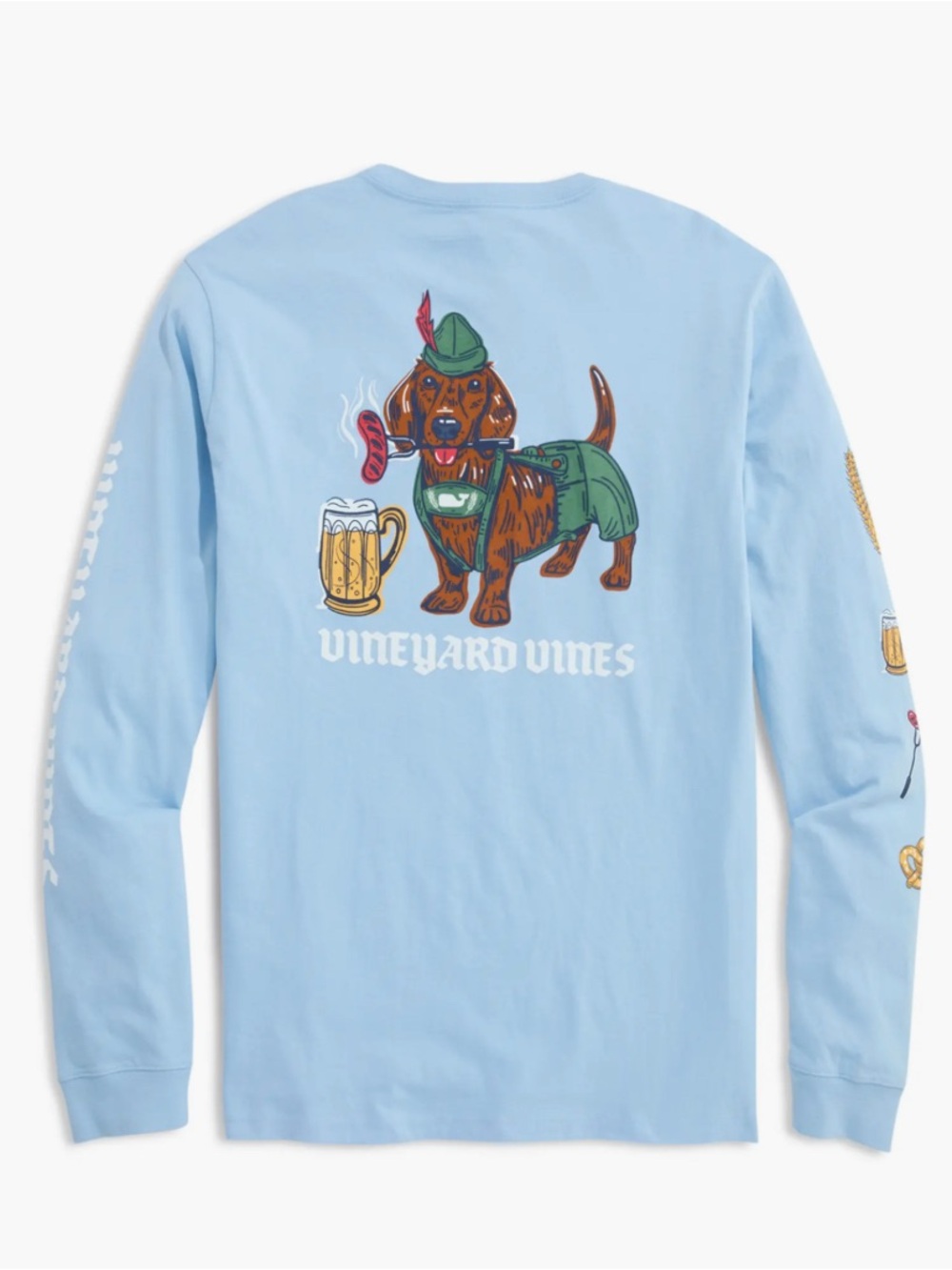 Vineyard Vines Men's Blue Oktoberfest Dachshund Graphic Long-Sleeve XL NWT